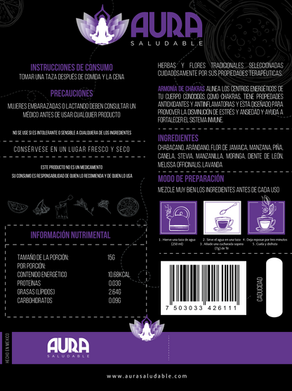 Etiqueta Trasera Tisana Frutal | 100% Natural 250g