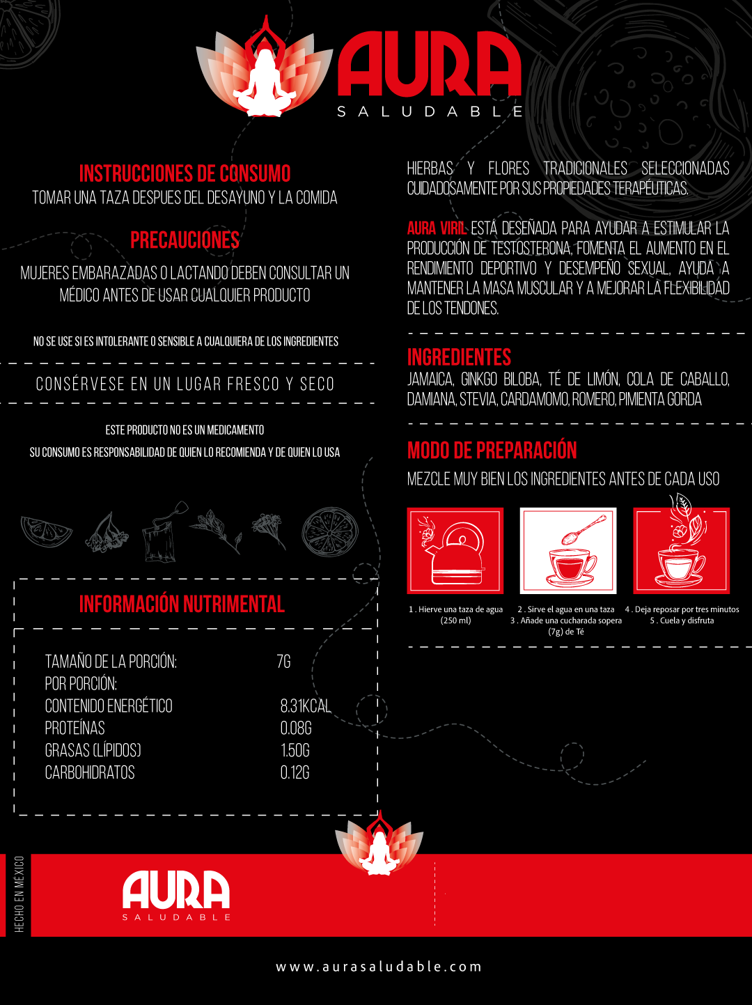 Aura Viril - Té para la Testosterona | 100% Natural - 200g