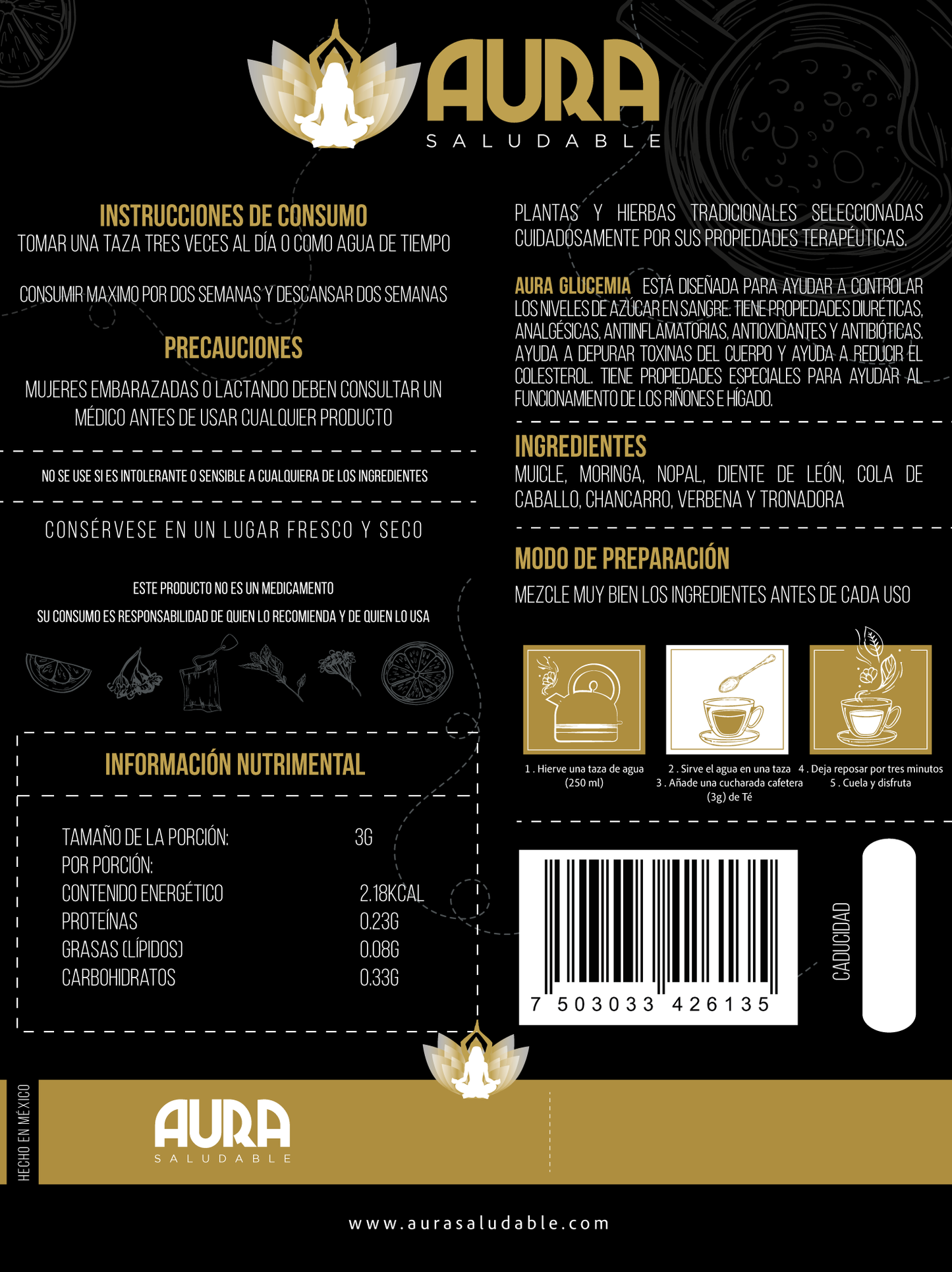 Etiqueta Trasera Te para la Diabetes